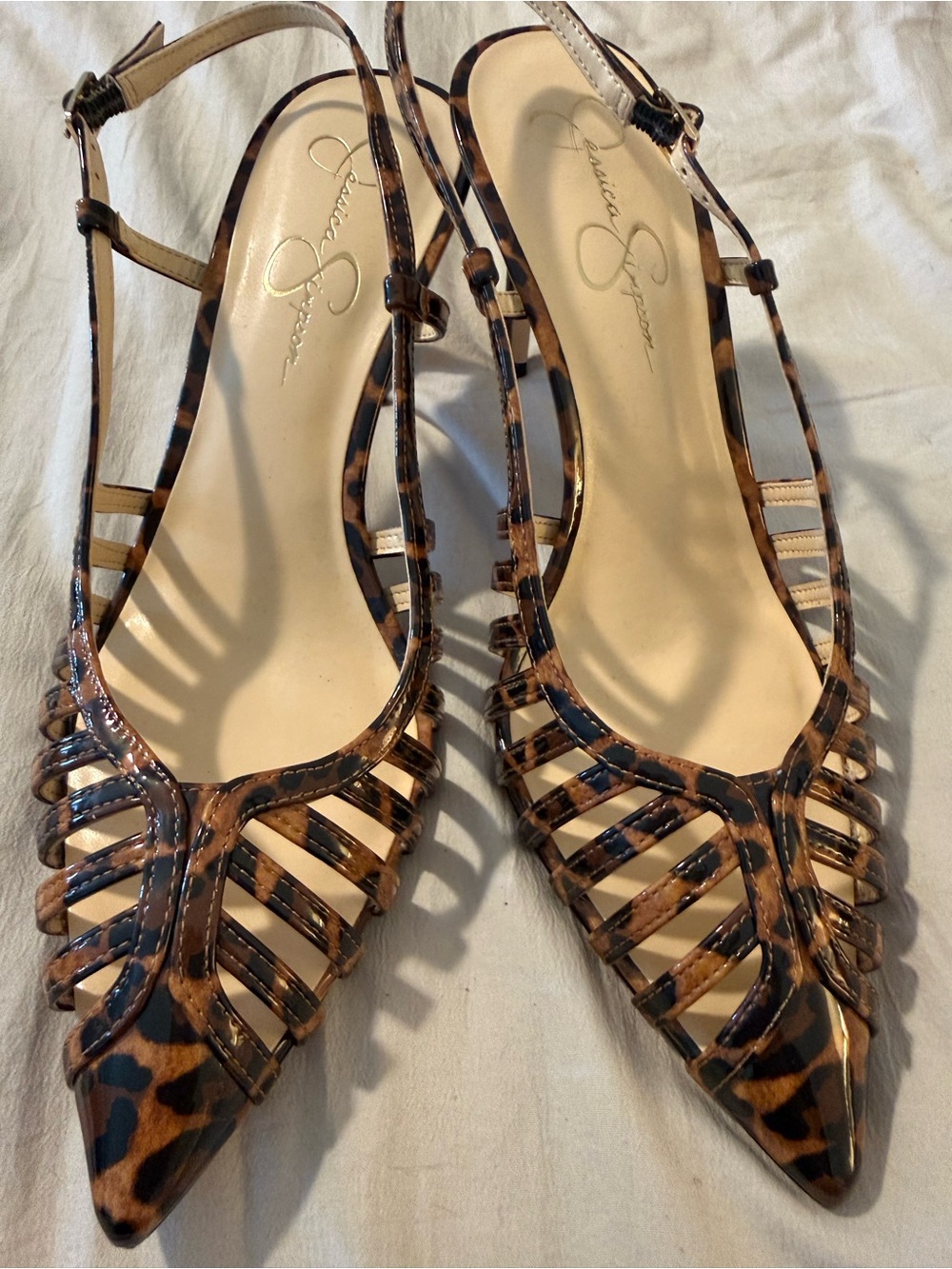 Jessica Simpson Leopard-Print Strappy Pointed Slingback Sandals - Brown & Black - Picture 4 of 4